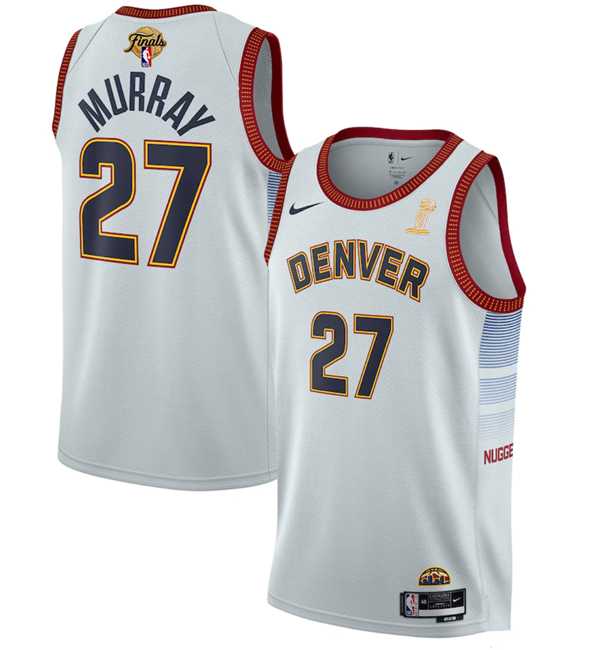 Mens Denver Nuggets #27 Jamal Murray White 2023 Finals Champions Icon Edition Stitched Basketball Jersey